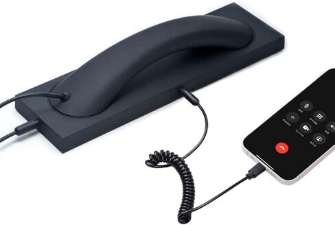 Retro Phone Handset Telephone Headphones Receivers, 3.5 mm Microphone Plug, for Mobile Phone, Tablet, Laptop, Headset with Answer Button and Comfortable Call, Gift for Parents in Kuwait