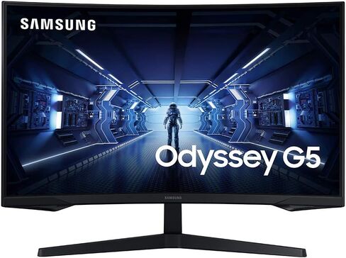 Samsung 32" Odyssey G5 Gaming Monitor, WQHD (2560x1440), 144Hz, Curved, 1ms, HDMI, Display Port, AMD FreeSync Premium, HDR10, LC32G55TQWNXZA, Black in Kuwait