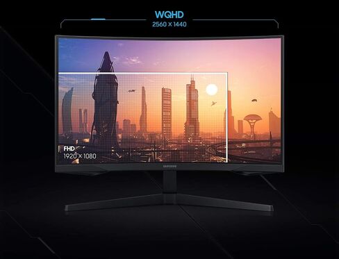 Samsung 32" Odyssey G5 Gaming Monitor, WQHD (2560x1440), 144Hz, Curved, 1ms, HDMI, Display Port, AMD FreeSync Premium, HDR10, LC32G55TQWNXZA, Black in Kuwait