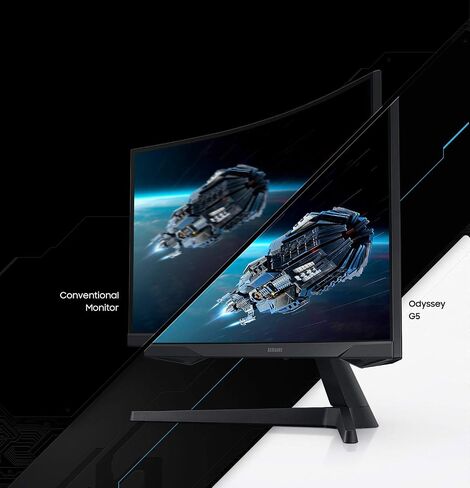 Samsung 32" Odyssey G5 Gaming Monitor, WQHD (2560x1440), 144Hz, Curved, 1ms, HDMI, Display Port, AMD FreeSync Premium, HDR10, LC32G55TQWNXZA, Black in Kuwait