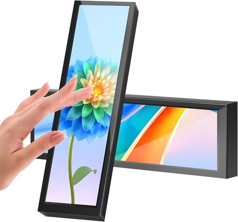 AISHICHEN Mini Monitor for PC, Upgraded 8.8 Inch Small Touchscreen Monitor 1920x480 Stretched Bar Monitor, Sensor Panel Temperature LCD Display, IPS USB Mini Screen for RPi, AIDA64 ARGB Computer Case in Kuwait