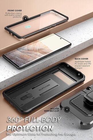 SUPCASE for Google Pixel 7 Pro 2022 Case with Screen Protector &Stand,Black in Kuwait