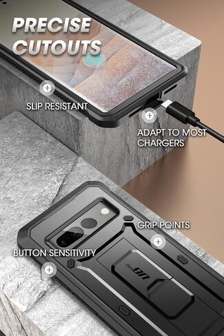 SUPCASE for Google Pixel 7 Pro 2022 Case with Screen Protector &Stand,Black in Kuwait