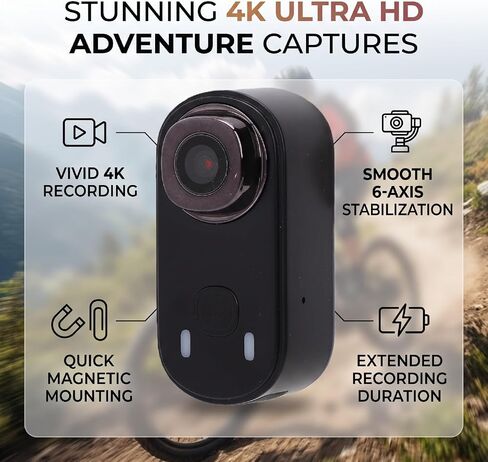 VBESTLIFE Magnetic Action Camera 4K 20MP Clip On Wearable Camera in Kuwait