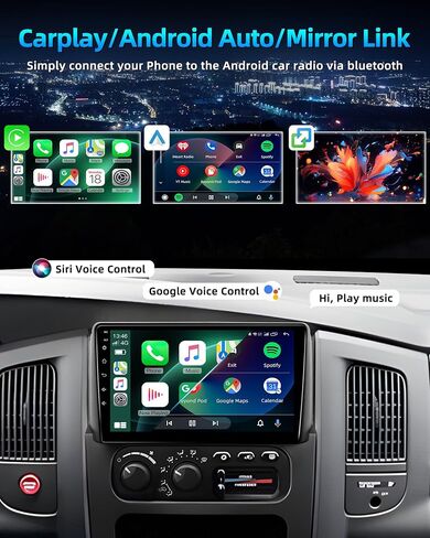Android 15 Car Radio for Dodge Ram 1500 2500 3500 2002 2003 2004 2005: 9 Inch 1280x800 Touchscreen Upgrade Wireless CarPlay/Android Auto Bluetooth 5.0 5G WiFi GPS FM/RDS 1080P Backup Camera in Kuwait