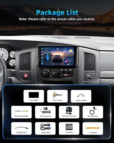 Android 15 Car Radio for Dodge Ram 1500 2500 3500 2002 2003 2004 2005: 9 Inch 1280x800 Touchscreen Upgrade Wireless CarPlay/Android Auto Bluetooth 5.0 5G WiFi GPS FM/RDS 1080P Backup Camera in Kuwait