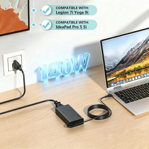 140W USB C Laptop Charger for Lenovo Yoga Pro ThinkPad HP OMEN Transcend 14 in Kuwait