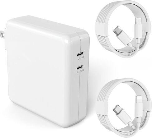 Djsanu Mac Book Pro Charger 138W USB C Charger Compatible with MacBook Pro 16, 15, 14, 13 Inch, MacBook Air 13 Inch, iPad Pro and More USB C Devices, Include 2 Cables in Kuwait