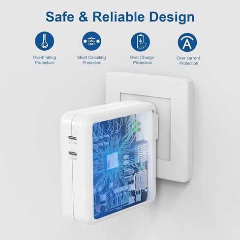 Djsanu Mac Book Pro Charger 138W USB C Charger Compatible with MacBook Pro 16, 15, 14, 13 Inch, MacBook Air 13 Inch, iPad Pro and More USB C Devices, Include 2 Cables in Kuwait