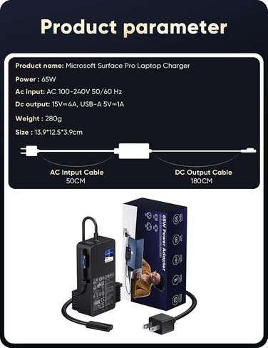 65W Surface Pro Charger Surface Laptop Charger for Surface Charger 44W 36W in Kuwait