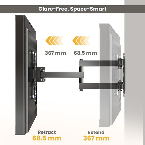 Utopia Home TV Wall Bracket, fits 13-42 inch Flat & Curved TVs, Space Saving Design, Swivels/Tilts/Extends/Rotates, Holds up to 20 Kg, Max VESA 200x200mm in Saudi Arabia