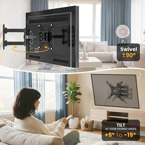 Utopia Home TV Wall Bracket, fits 13-42 inch Flat & Curved TVs, Space Saving Design, Swivels/Tilts/Extends/Rotates, Holds up to 20 Kg, Max VESA 200x200mm in Saudi Arabia