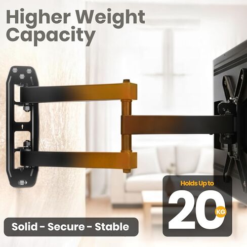 Utopia Home TV Wall Bracket, fits 13-42 inch Flat & Curved TVs, Space Saving Design, Swivels/Tilts/Extends/Rotates, Holds up to 20 Kg, Max VESA 200x200mm in Saudi Arabia