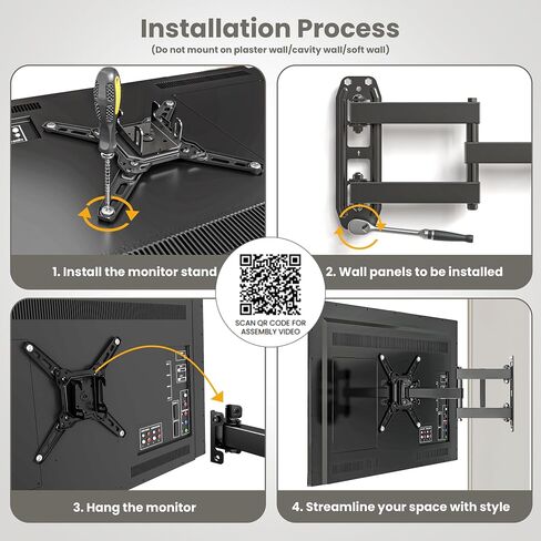 Utopia Home TV Wall Bracket, fits 13-42 inch Flat & Curved TVs, Space Saving Design, Swivels/Tilts/Extends/Rotates, Holds up to 20 Kg, Max VESA 200x200mm in Saudi Arabia