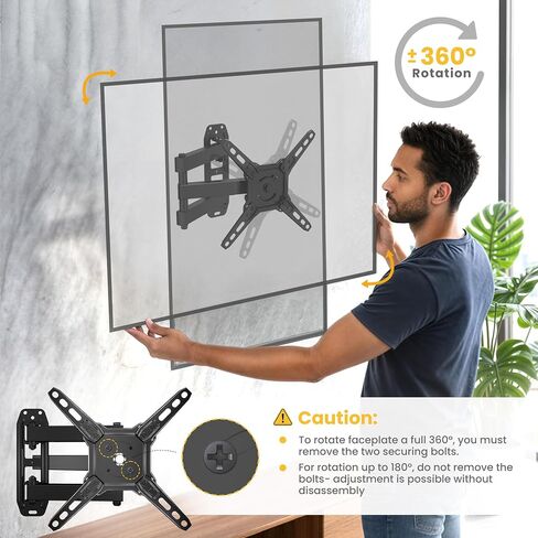 Utopia Home TV Wall Bracket, fits 13-42 inch Flat & Curved TVs, Space Saving Design, Swivels/Tilts/Extends/Rotates, Holds up to 20 Kg, Max VESA 200x200mm in Saudi Arabia
