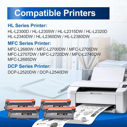 InkNI Compatible TN660 TN630 Toner Cartridge for Brother, Black, 4-Pack in Saudi Arabia