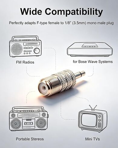 2-Pack F Type Female to 1/8" 3.5mm Male Adapter Coaxial Converter in Kuwait