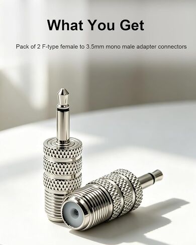 2-Pack F Type Female to 1/8" 3.5mm Male Adapter Coaxial Converter in Kuwait