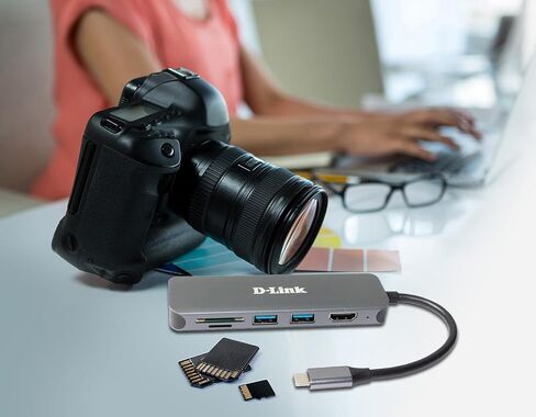D-Link DUB-2327 6-in-1 USB-C Hub with Power Delivery (PD 60W), 4K HDMI, 2 USB 3.0 Ports, SD/MicroSD Card Reader for PC, MacBook Pro, MacBook Air, iPad Pro, Chromebook, Surface Pro and More in Kuwait