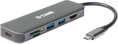 D-Link DUB-2327 6-in-1 USB-C Hub with Power Delivery (PD 60W), 4K HDMI, 2 USB 3.0 Ports, SD/MicroSD Card Reader for PC, MacBook Pro, MacBook Air, iPad Pro, Chromebook, Surface Pro and More in Kuwait