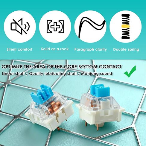61Pcs Clickers for 3D Prints,Mechanical Keyboard Keycaps Set with Remover Tool,Blue Switches,DIY Accessories,Applicable for Blue Switch Mechanical Keyboard,Ideal for Typists & Keyboard Enthusiasts in Kuwait