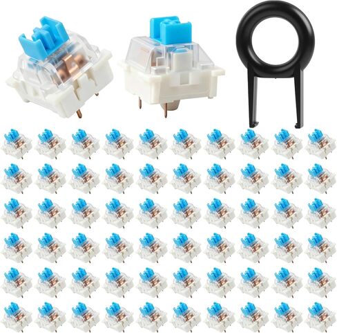 61Pcs Clickers for 3D Prints,Mechanical Keyboard Keycaps Set with Remover Tool,Blue Switches,DIY Accessories,Applicable for Blue Switch Mechanical Keyboard,Ideal for Typists & Keyboard Enthusiasts in Kuwait