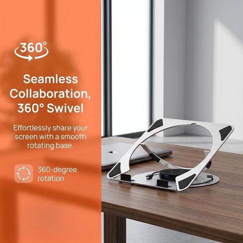 360° Rotating Laptop Stand, Aluminum Alloy Material, Built-in 3-in-1 USB Docking, USB 3.0 Interface for Team Collaboration and Online Teaching in Kuwait