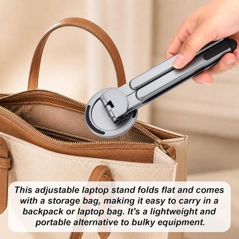 Portable Foldable Laptop Stand for Desk, 3-in-1 Aluminum Alloy Magnetic Phone Stand & Laptop Riser Multi-Device Ergonomic Adjustable Holder for Travel Desk Home Office (Gun Gray) in Kuwait
