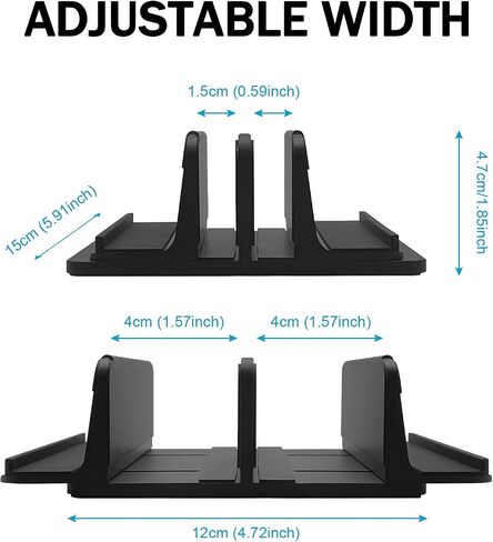 Vertical Laptop Stand Metal, ULBRE Double Adjustable 4 Slots Upright MacBook Stands Holder Compatible w' All iPad Tablet Surface Pro Go Dell Samsung HP Chromebook Upto 17.5' - Black in Kuwait