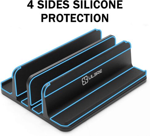 Vertical Laptop Stand Metal, ULBRE Double Adjustable 4 Slots Upright MacBook Stands Holder Compatible w' All iPad Tablet Surface Pro Go Dell Samsung HP Chromebook Upto 17.5' - Black in Kuwait