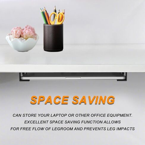 Under Desk Laptop Mount, Multipurpose Adjustable Under Desk Shelf Holder with Anti-Scratch Pads for Laptop Office, Black in Kuwait