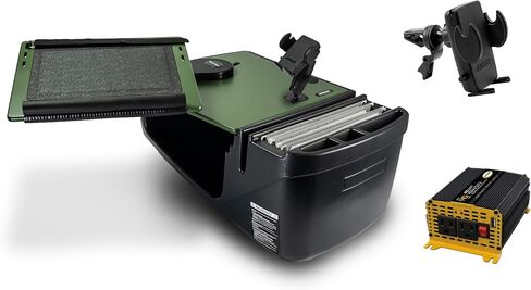 AutoExec Reach Desk Front Seat Car Desk and Portable Workstation with 400 watt Power Inverter, Phone Mount and Phone Vent Clip, Army Green in Kuwait