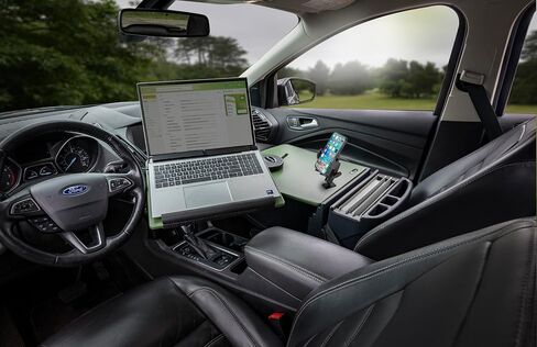 AutoExec Reach Desk Front Seat Car Desk and Portable Workstation with 400 watt Power Inverter, Phone Mount and Phone Vent Clip, Army Green in Kuwait