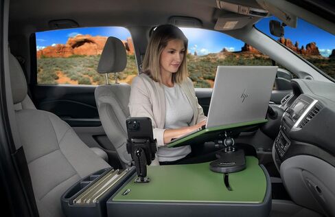AutoExec Reach Desk Front Seat Car Desk and Portable Workstation with 400 watt Power Inverter, Phone Mount and Phone Vent Clip, Army Green in Kuwait