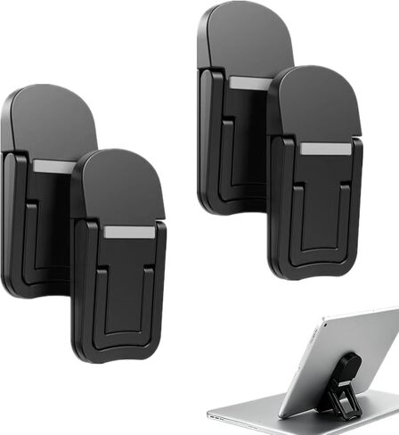 4 Pcs Black Mini Portable Keyboard Riser Adjustable Foldable Keyboard Stand with Dual Tilt Angles Self-Adhesive Invisible Lift for Desktop Notebook and Computer Use in Kuwait
