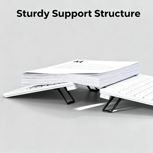 4 Pcs Black Mini Portable Keyboard Riser Adjustable Foldable Keyboard Stand with Dual Tilt Angles Self-Adhesive Invisible Lift for Desktop Notebook and Computer Use in Kuwait