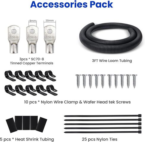 Big 3 Complete Upgrade Electrical Wiring Kit, True Spec 1/0 Gauge Copper Clad Aluminum Battery Cable, Primary Automotive Wire, Car Amplifier Power & Ground Cable Kit, Car Audio Speaker Systems in Kuwait