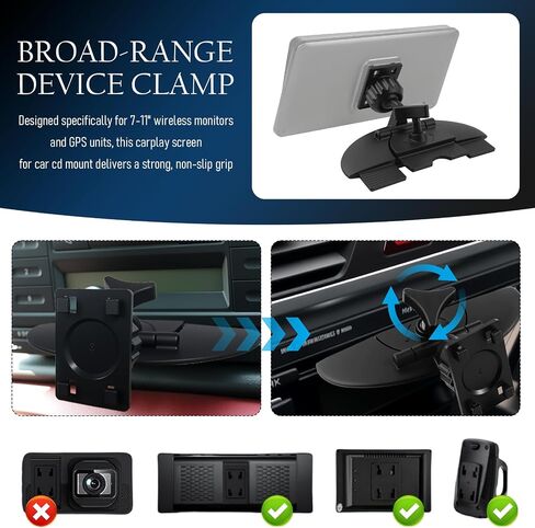 2026 Upgraded CD Slot Mount for Carplay Screen,CD Mount for Carplay Screen Stable Viewing with 360° Adjustable,Deep Clamps Carplays CDs Mounts Compatible with 7-11" Monitors in Saudi Arabia