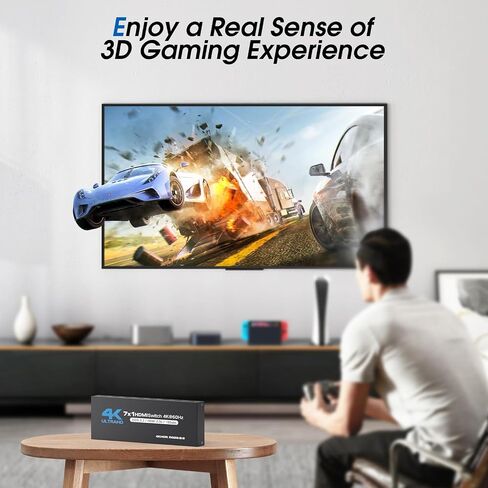 HDMI Switch 7 in 1 Out, 4K60Hz HDMI Switcher with Remote, H-DMI Selector Box Support UltraHD Dolby HDR10 2.0 HDCP 2.2 3D, HD-MI Splitter Compatible with Xbox PS5/4/3 Blu-Ray Player Fire Stick in Kuwait