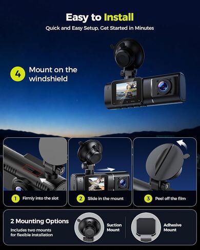 LAMTTO Dual Dash Cam Front and Inside,Dash Camera for Cars with 32GB Card in Kuwait