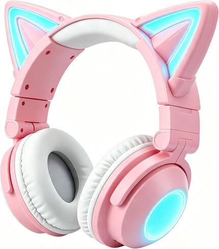 Cat Ear Bluetooth Headphones for Kids Adult, LED Gaming Headset in Kuwait