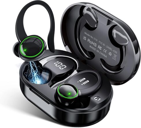 for Samsung Galaxy S23 S4 S25+ Ultra Bluetooth 5.3 Headphones 3D Stereo with Earhook, 40H Touch Control Over Ear Headphones, IP7 Waterproof Earphones Built-in Mic for Running Workout Sport in Kuwait