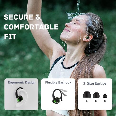 for Samsung Galaxy S23 S4 S25+ Ultra Bluetooth 5.3 Headphones 3D Stereo with Earhook, 40H Touch Control Over Ear Headphones, IP7 Waterproof Earphones Built-in Mic for Running Workout Sport in Kuwait
