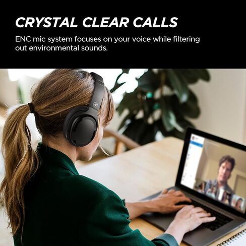 Hybrid Active Noise Cancelling Headphones Wireless Bluetooth Headphones Over Ear Wireless with Deep Bass, Clear Calls, Comfortable Fit, 30H Playtime, Travel Case, Black Pair in Kuwait