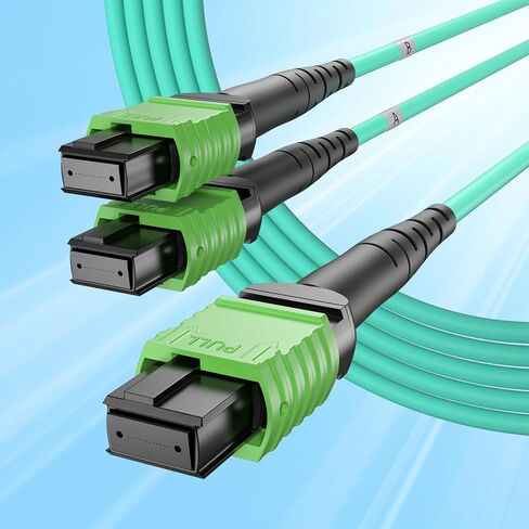 10Gtek MPO Cable, Compatible with NVIDIA MFP7E20-N005, OM4 MPO-12 APC (Female) to 2X MPO-12 APC (Female) MMF Breakout Fiber Cable, Type B LSZH, 5-Meter in Kuwait