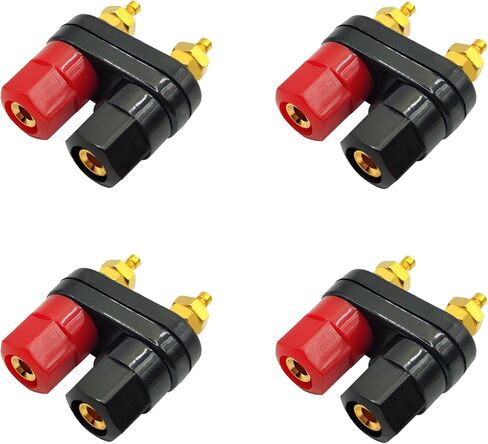Speaker Terminals Connectors 2-Way 4MM Banana Plug Jack Female Socket Terminal Speaker Binding Post Audio Adapter Gold Plated 2pcs in Kuwait