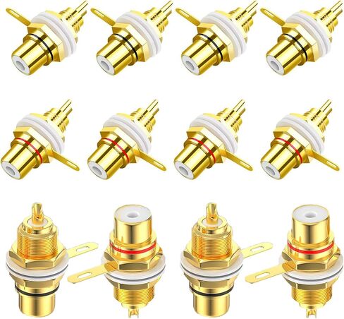 lkelyonewy Solderable RCA Panel Mount Plug Female Jacks Socket Connector Chassis Amplifier Terminal Plated Gold Adapter Coupler for Amp (6 Pairs) in Kuwait