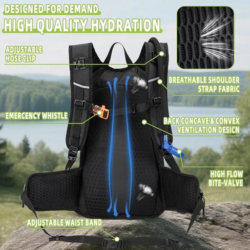 Hydration Backpack, Lightweight Water Backpack for Hiking with 3L Leak Proof Water Bladder, Insulated Hydration Pack Ideal for Hiking and Cycling, 18L in Kuwait