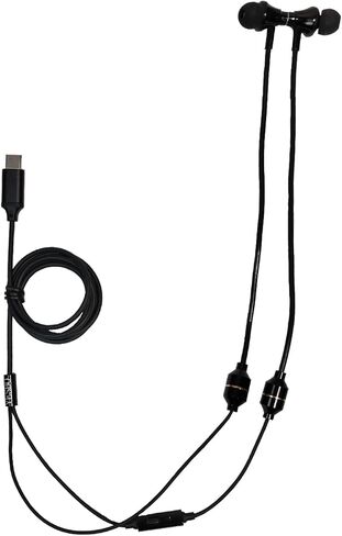 Anti-Radiation Earphones, USB-C Plug, Anti-electromagnetic Radiation Ear-Hook Style, Radiation-Free Earphones, Type-C Plug, with Microphone and Volume Control. (Black/Pink) in Kuwait
