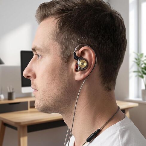Wired Gaming Earbuds,in-Ear Monitor Headphones with 10mm Dynamic Driver, Deep Bass Stereo Sound, Noise-Isolating for Music, Gaming, Video Calling, Musicians, Singers and Audiophiles in Kuwait